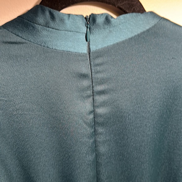 Gabby Skye green satin faux wrap dress with asymmetric hem - Picture 5 of 10